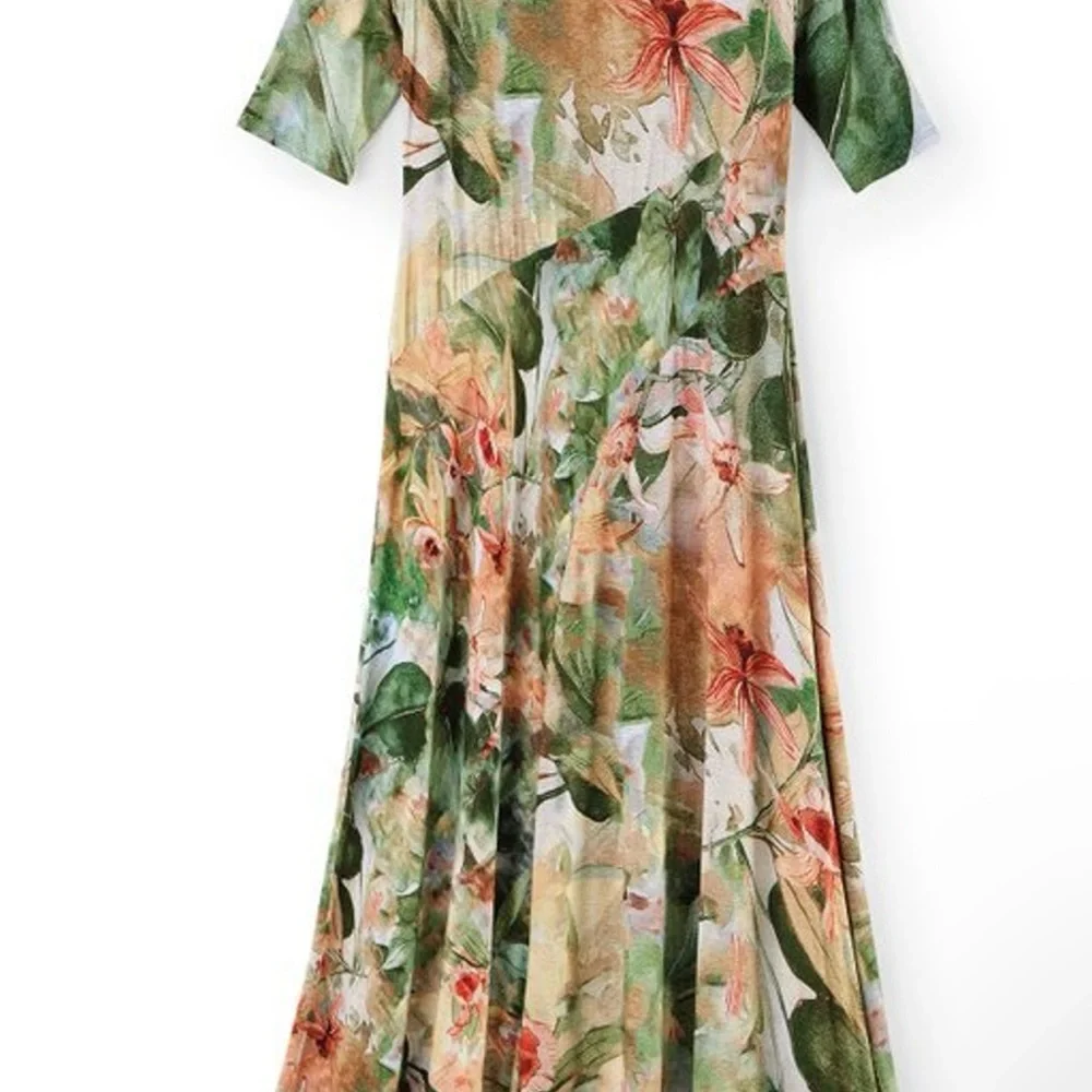 NWT Soft Surroundings Vivienne Dress Green and Pink A-line Maxi Dress - Picture 5 of 10